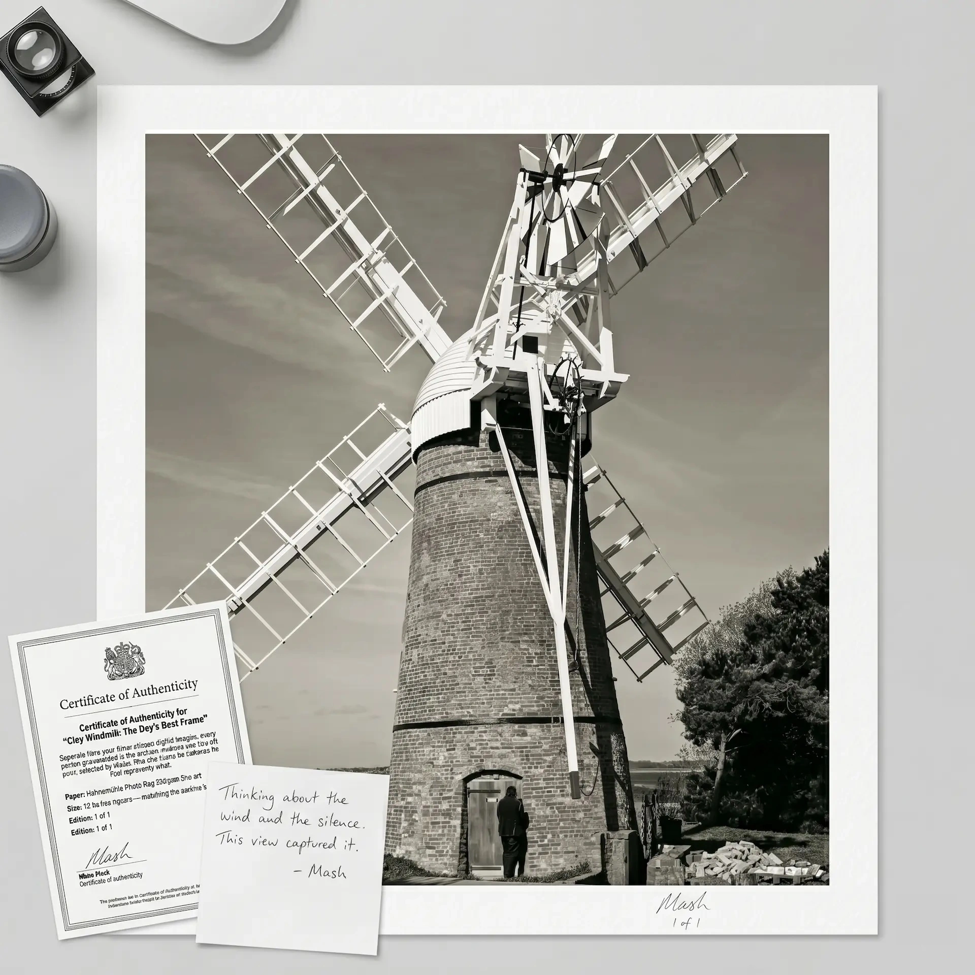 An archival fine art print delivered to a subject, signed by Mash Bonigala, with its certificate of authenticity.