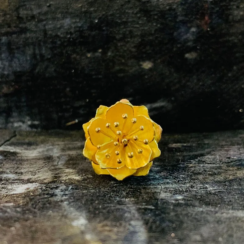 Peach Blossom brooch in silver.