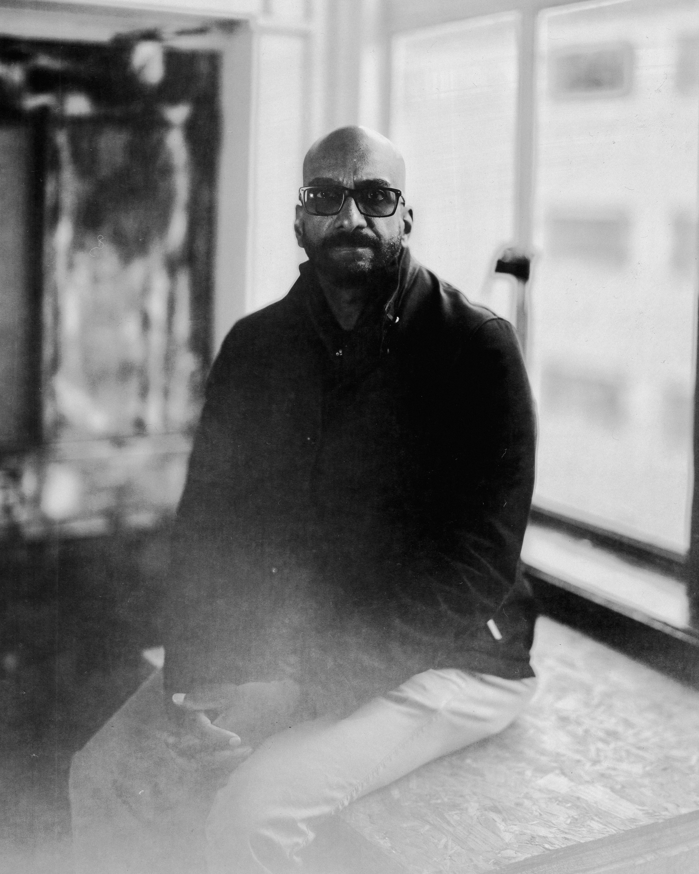 Large format black-and-white portrait with backlighting - the result of a full day of learning, and a preview of what the archive portraits will become