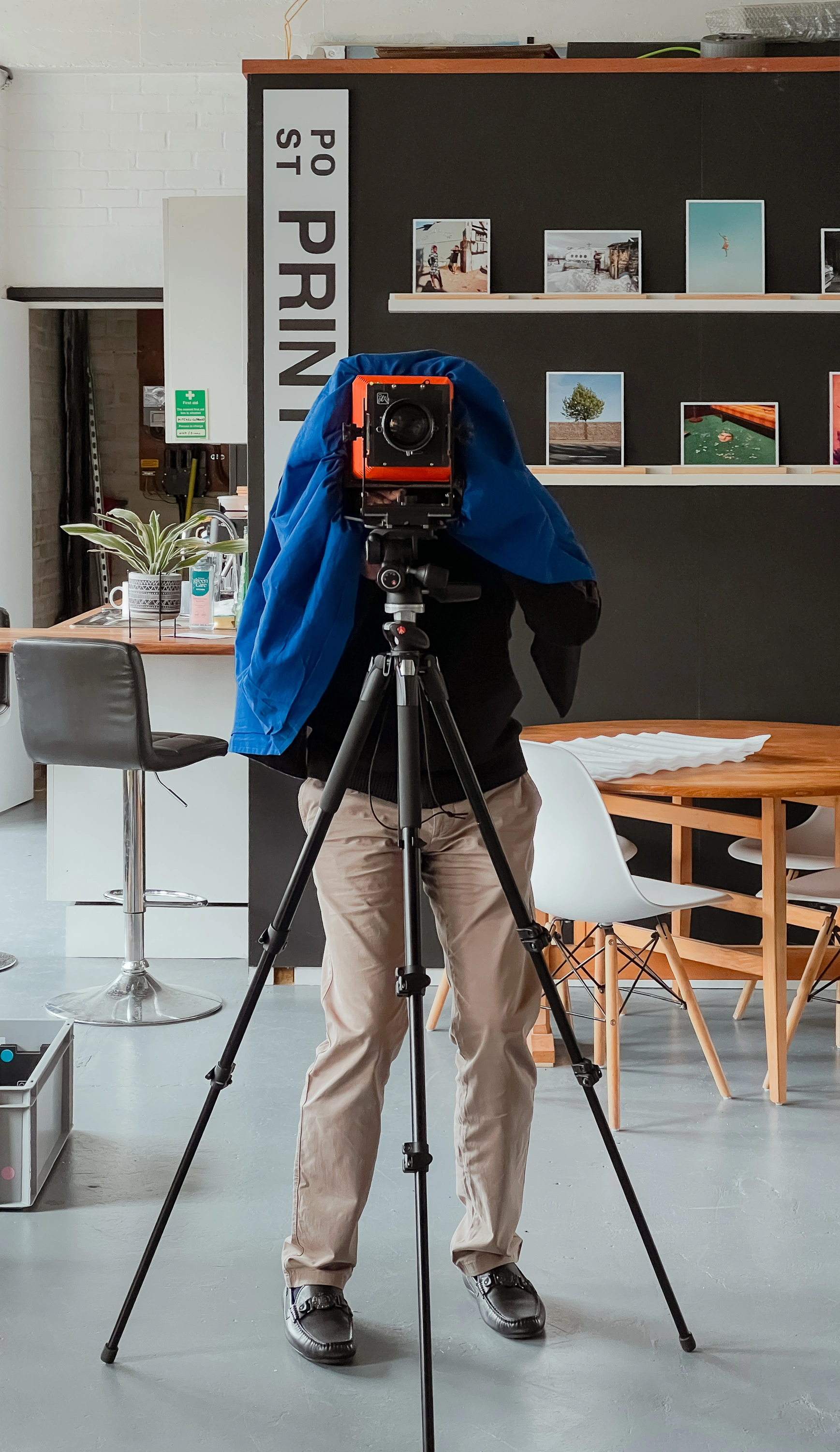 Under the dark cloth with the Intrepid 4x5 - composing on the ground glass before making the exposure